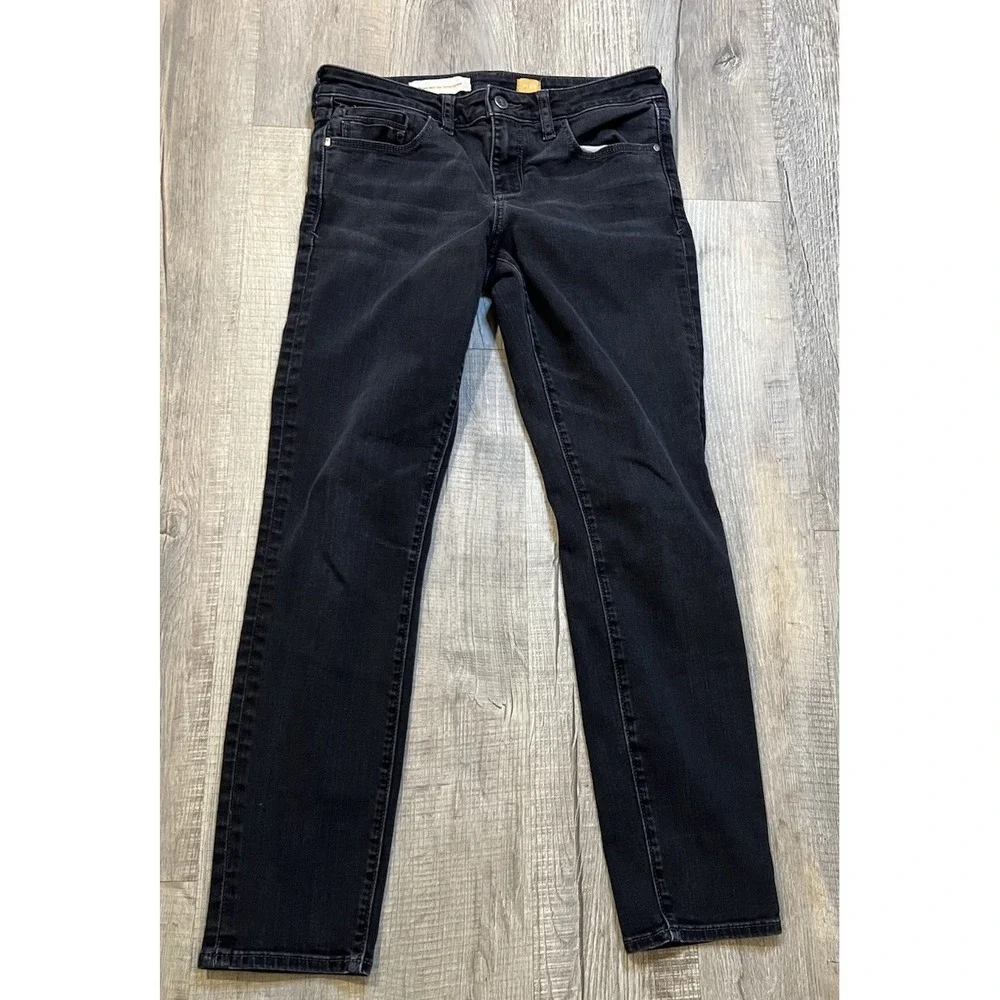 Pilcro and the Letterpress Stet Jeans Women's 28 Black Mid Rise Skinny Whiskered